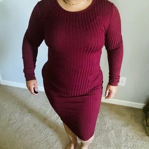 Burgundy Forever21 L ribbed midi dress